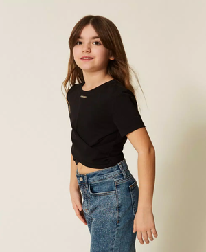 T-shirt con logo e incrocio 261GJ2256 /6 TWINSET 