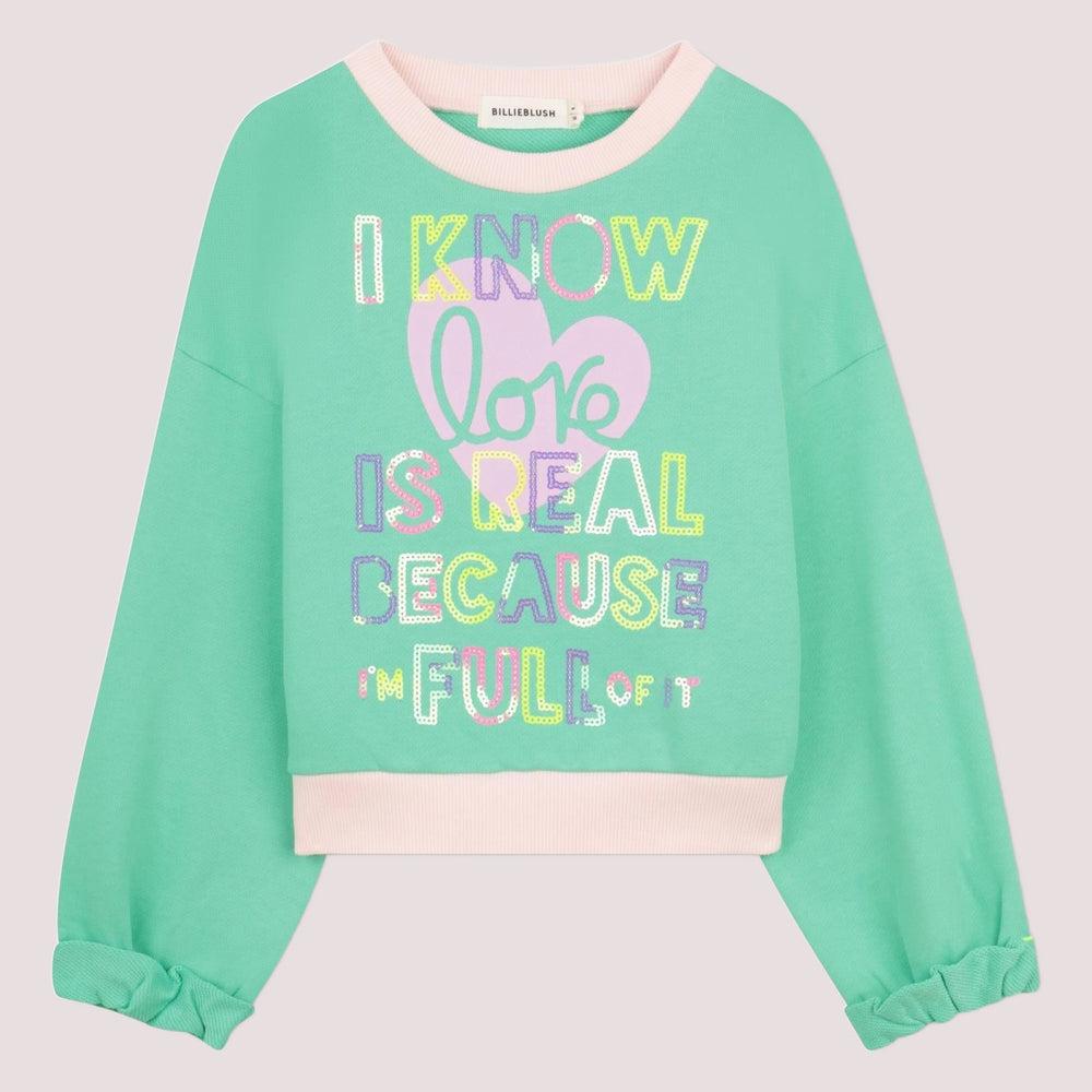 Felpa con stampa in paillettes U21918 /68M BILLIEBLUSH 