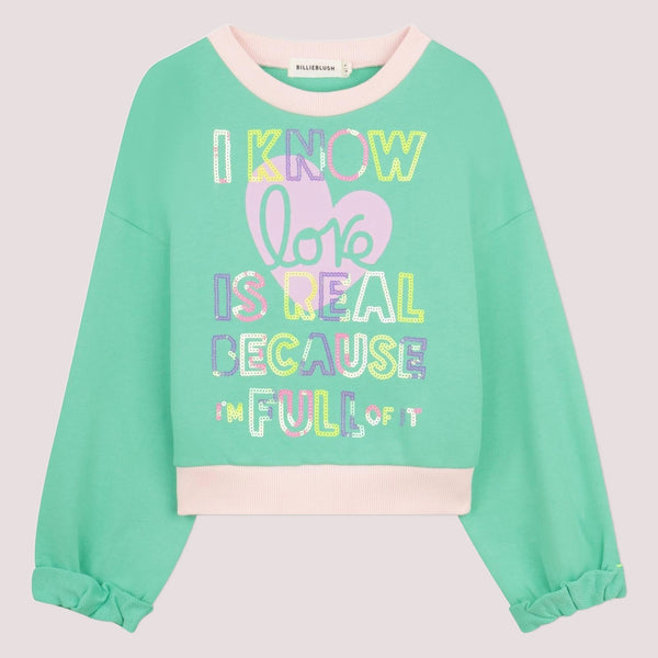 Felpa con stampa in paillettes U21918 /68M BILLIEBLUSH 