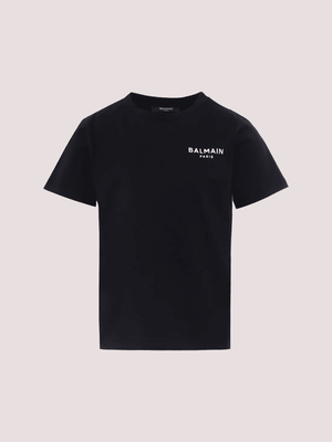T-shirt nera per bambini con logo BX8P11 Z3186 /930BC BALMAIN 