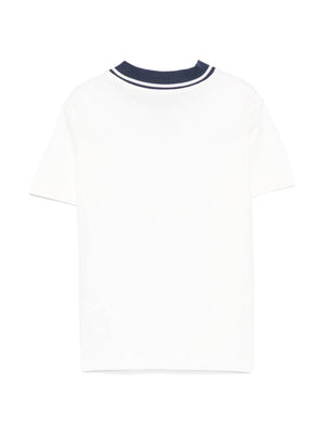 T-shirt bambino bianca girocollo con logo ricamato