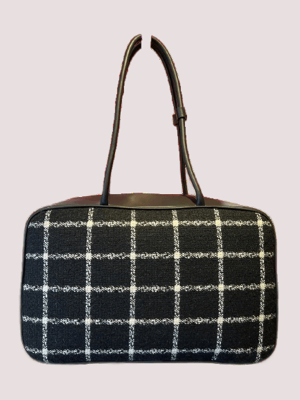 Bauletto grande quadri nero e bianco con patch 5P-02-106 /BLACK 5 PROGRESS 