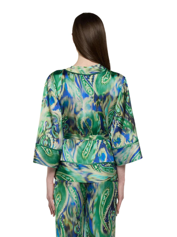 Giacca donna kimono stampata con cintura