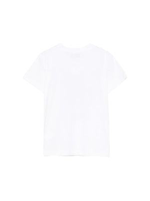 T-shirt bambina bianca con stampa orsetto DJ e logo
