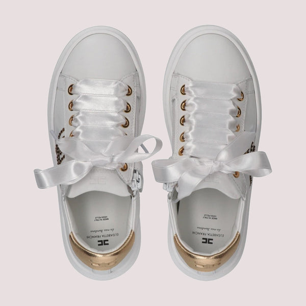Sneaker low cut con logo cc ivory white/gold F4A9 E0504 0092 /B093 ELISABETTA FRANCHI La Mia Bambina 