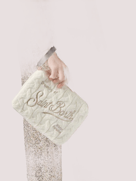 Borsa crossbody Parisienne Wool Braid in misto lana a trecce bianca PAR0029 /01346I MC2 SAINT BARTH 