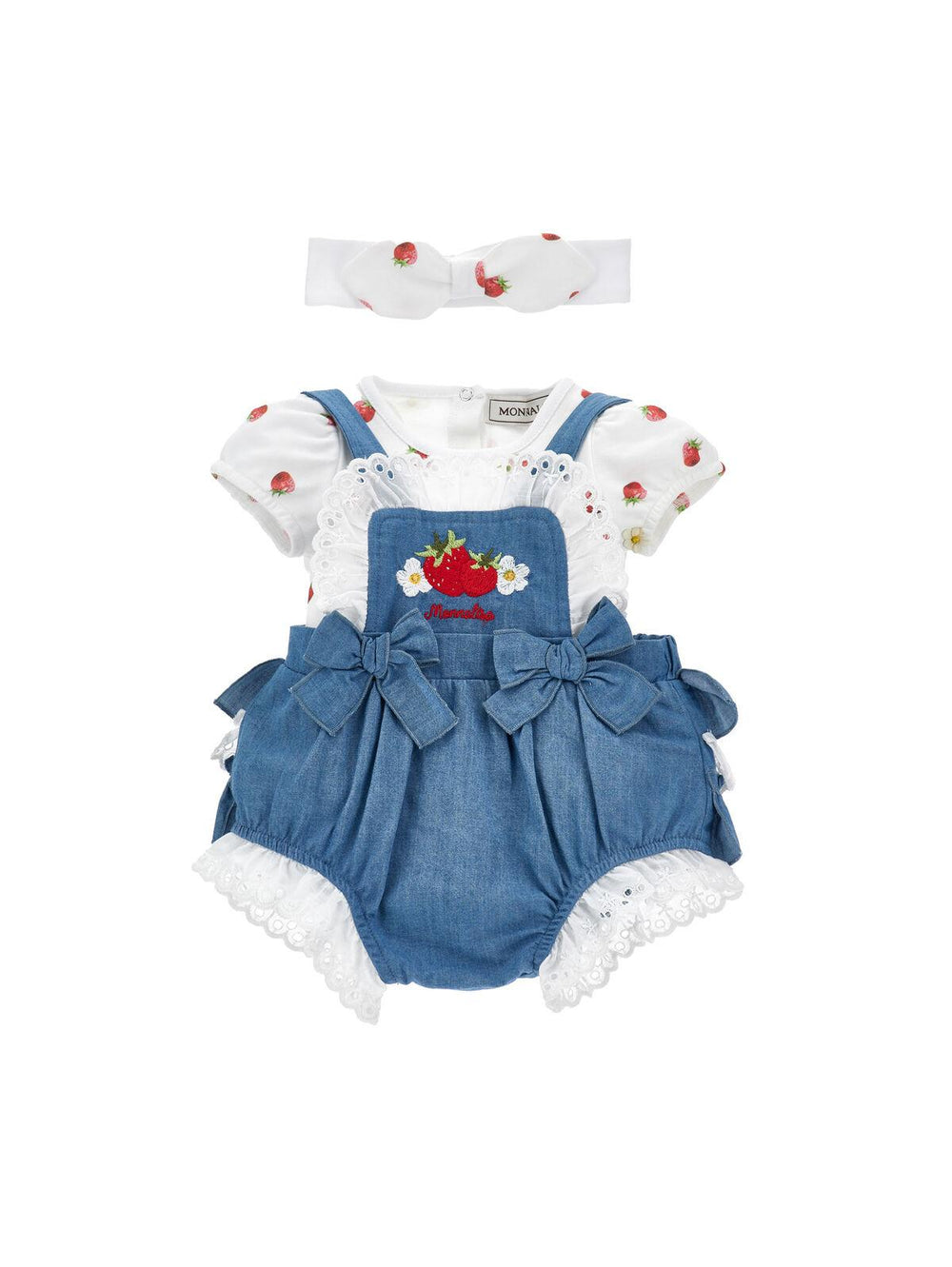 Set Body Salopette Fragole 35G516 7081 /62 MONNALISA 
