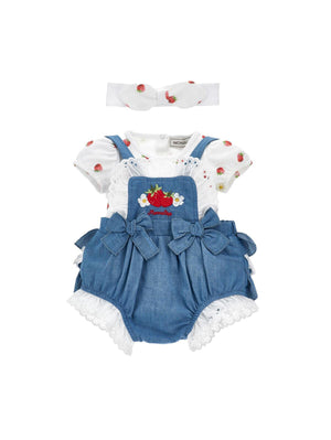 Set Body Salopette Fragole 35G516 7081 /62 MONNALISA 