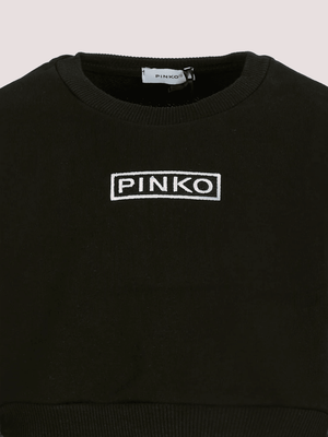 Felpa crop nera per bambina con logo KFFE012 C FF013 /D852 PINKO 