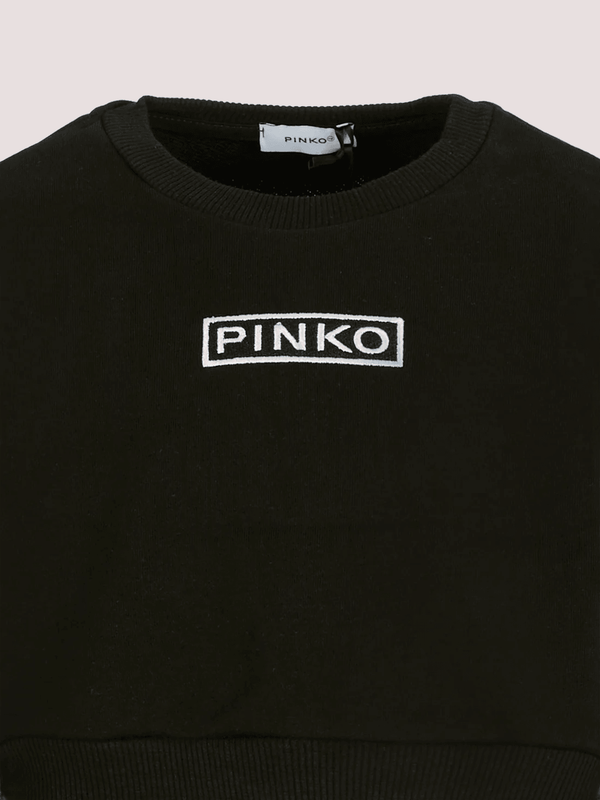 Felpa crop nera per bambina con logo KFFE012 C FF013 /D852 PINKO 