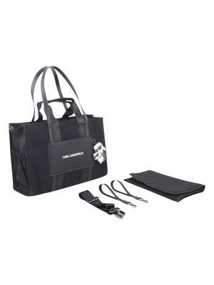 Borsa mommy bag nera con charm Karl & Choupette