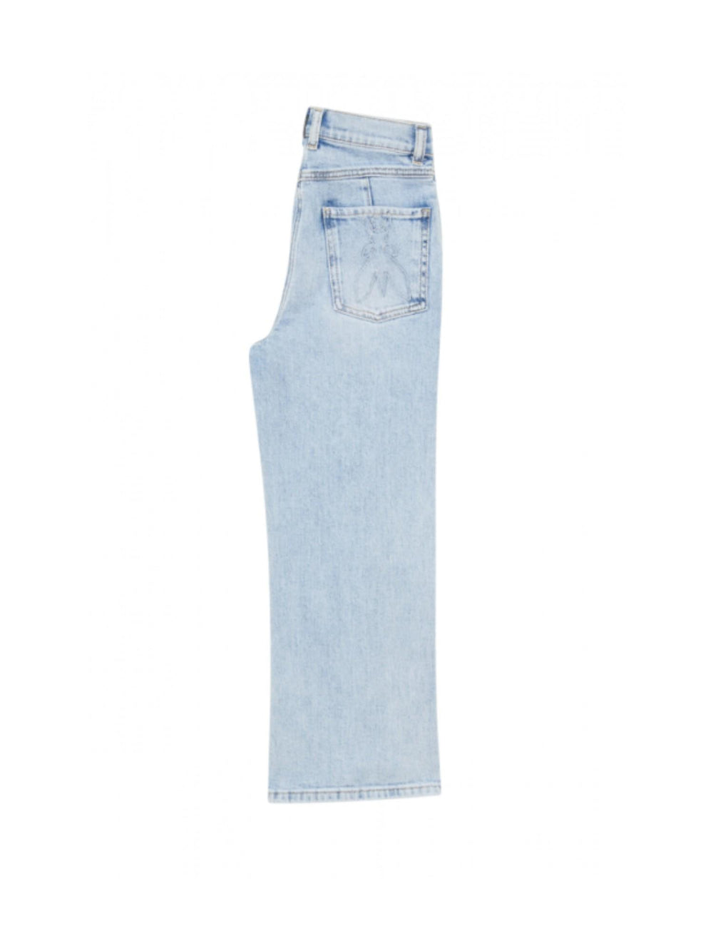 Jeans bambina a gamba larga in denim chiaro effetto used