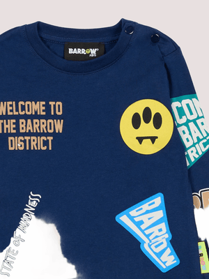 T-shirt blu per neonato con smiley F5BKUNTH215 /60 BARROW KIDS 