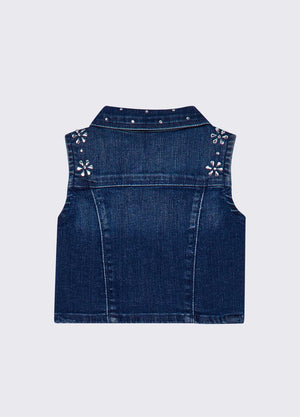 Gilet in denim con ricami gioiello KA6071 D3246 /79069 LIU JO 