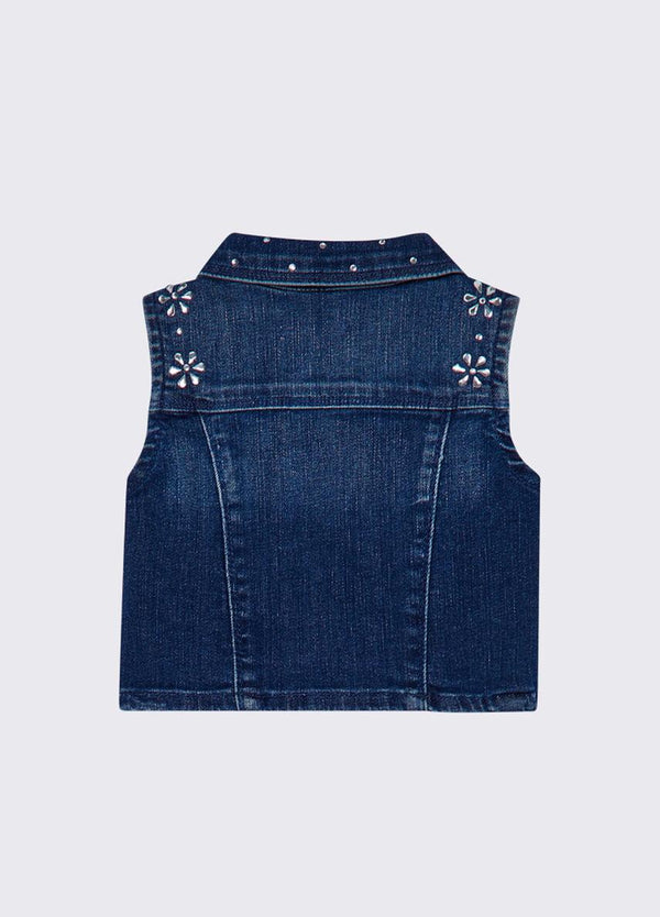 Gilet in denim con ricami gioiello KA6071 D3246 /79069 LIU JO 