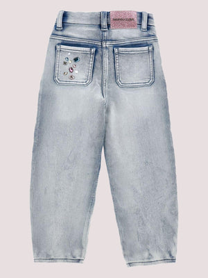 Jeans per bambina Monnalisa x Disney in denim con gemme Stitch<BR/> 19F403 6042 /0062 MONNALISA 
