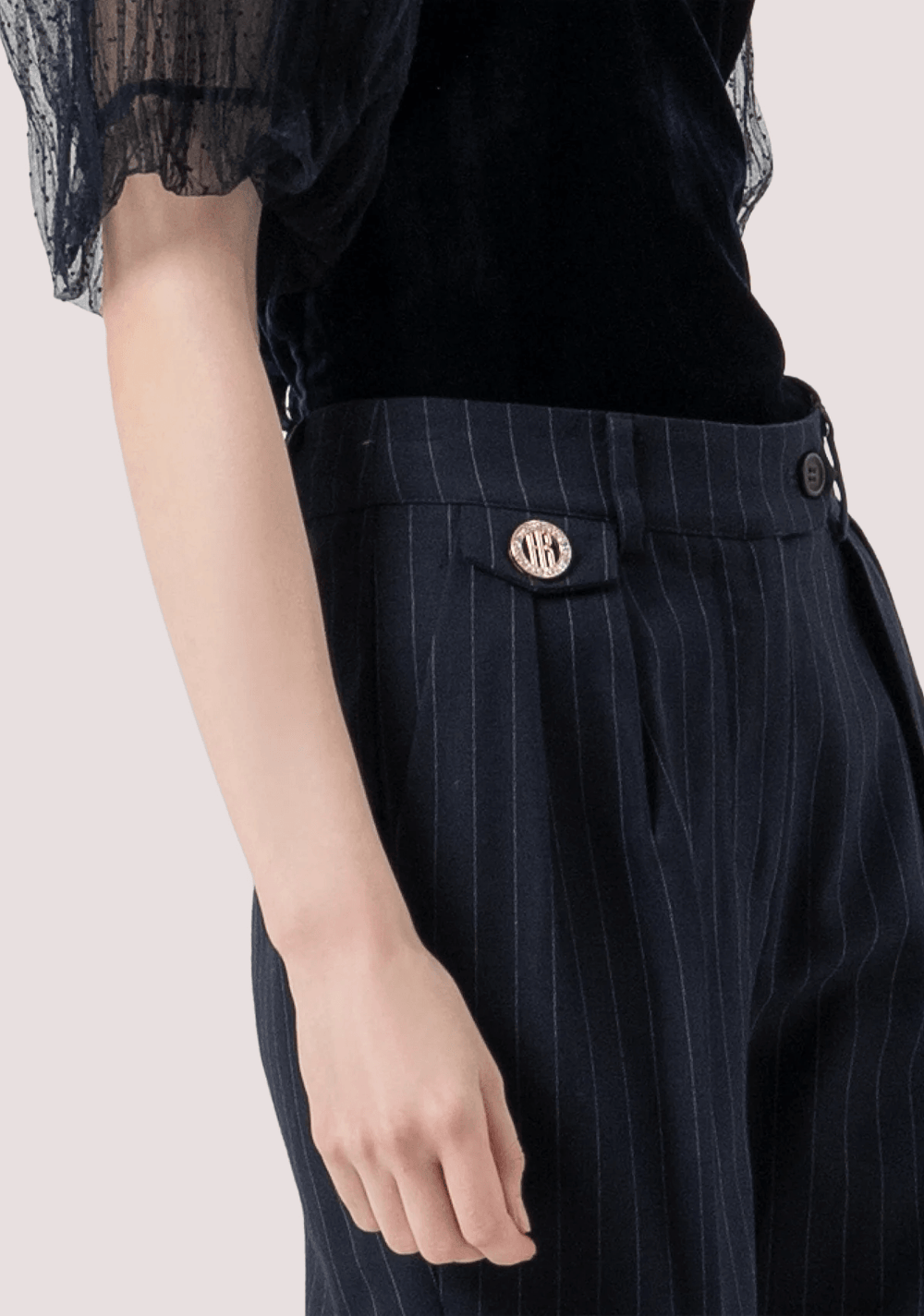 Pantalone flare in fantasia gessata FR25WV2005W813D4 /117 FRACOMINA 