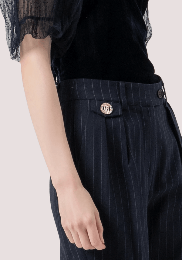 Pantalone flare in fantasia gessata FR25WV2005W813D4 /117 FRACOMINA 