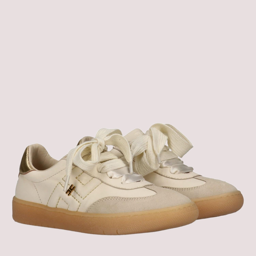 Sneakers basse con fiocco e dettaglio metallico butter/gold F4A9 E0510 1877 /A725 ELISABETTA FRANCHI La Mia Bambina 