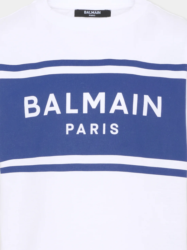 T-shirt con logo stampato BY8P11 Z3672 /100BL BALMAIN 