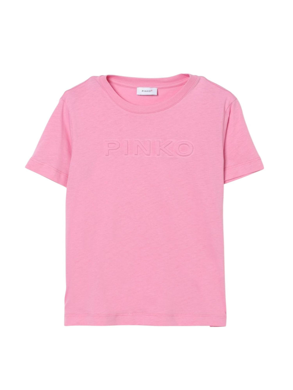 T-shirt bambina rosa in cotone con logo in rilievo