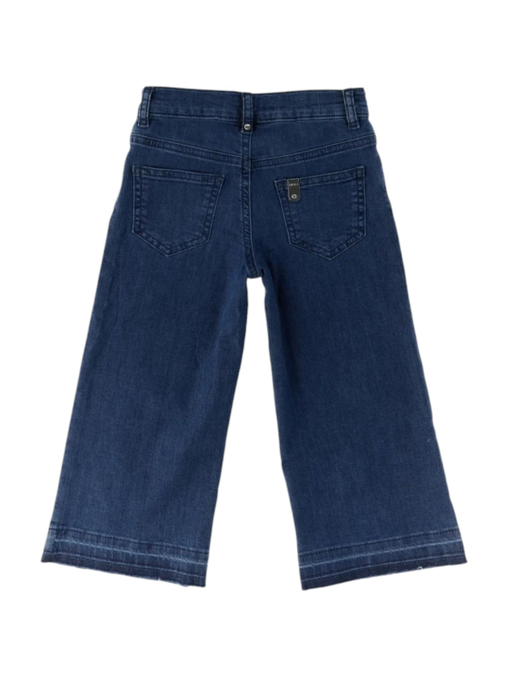 Pantaloni lunghi bambina in denim blu con ciliegie ricamate