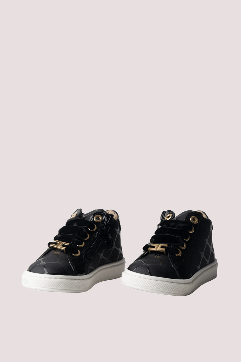 Sneakers trapuntate con logo e lacci in velluto black F1A9 E0336 1849 /930 ELISABETTA FRANCHI La Mia Bambina 
