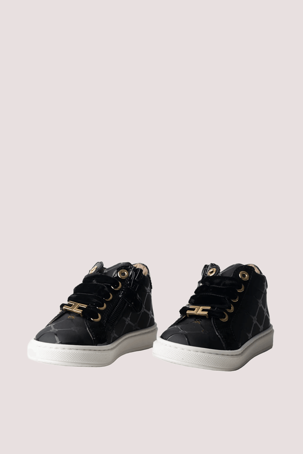 Sneakers trapuntate con logo e lacci in velluto black F1A9 E0336 1849 /930 ELISABETTA FRANCHI La Mia Bambina 
