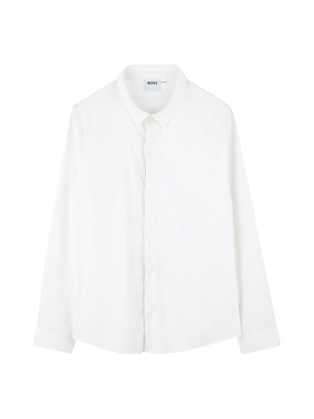 Camicia bianca bambino a maniche lunghe con bottoni e logo