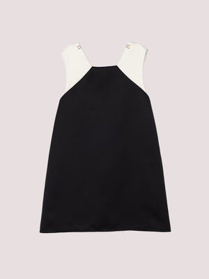 Abito a sacchetto in duchesse con fiocco a contrastonero/avorio EFAB668 RA016 /D285 ELISABETTA FRANCHI La Mia Bambina 