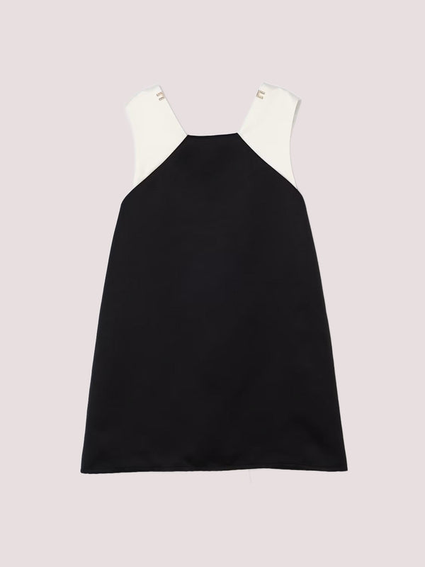 Abito a sacchetto in duchesse con fiocco a contrastonero/avorio EFAB668 RA016 /D285 ELISABETTA FRANCHI La Mia Bambina 