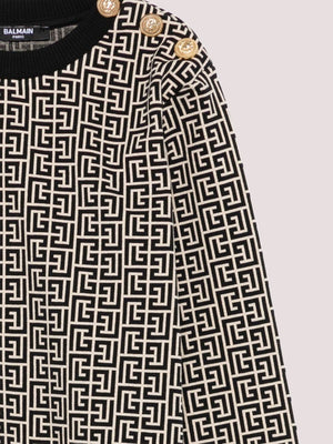 Felpa per bambino Balmain Kids nero con bottoni e motivo monogramma BX4P00 Z2411 /106NE BALMAIN 