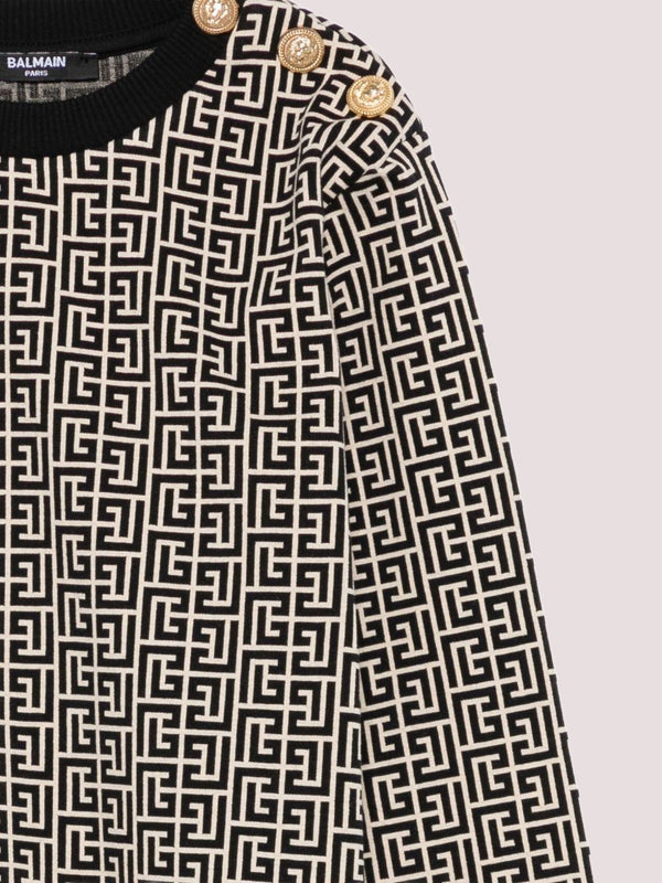 Felpa per bambino Balmain Kids nero con bottoni e motivo monogramma BX4P00 Z2411 /106NE BALMAIN 