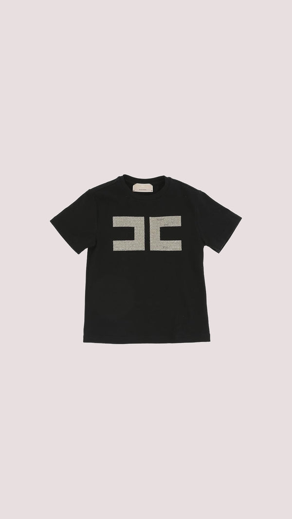 T-shirt con logo cc in strass EFTS259 JE006 /N005 ELISABETTA FRANCHI La Mia Bambina 