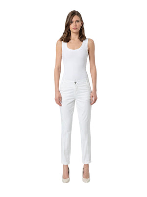 Pantaloni chino donna slim fit bianchi con risvolto