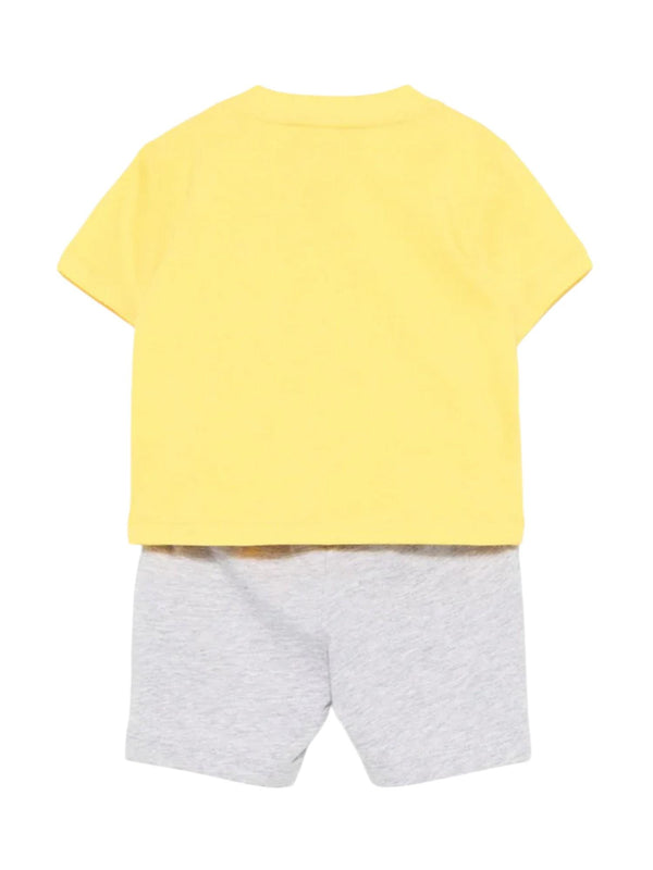 Completo bambino giallo e grigio melange con stampa orsetto