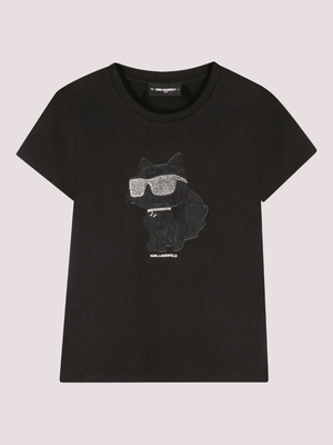 T-shirt nero con stampa grafica con strass Z30945 /09B KARL LAGERFELD 