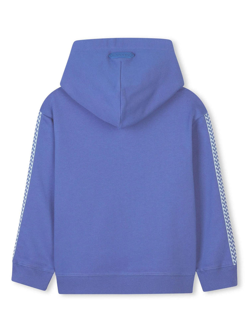 Felpa bambino blu con cappuccio e bande jacquard