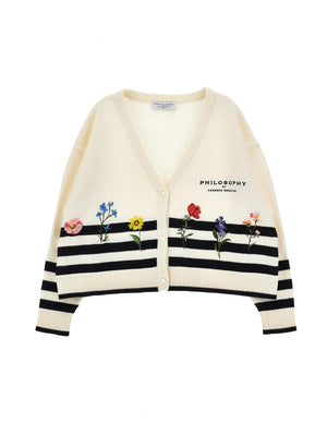 Cardigan righe fiori I9G802 7034 /150 PHILOSOPHY KIDS 