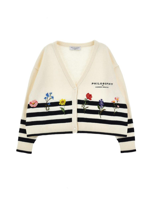 Cardigan righe fiori I9G802 7034 /150 PHILOSOPHY KIDS 