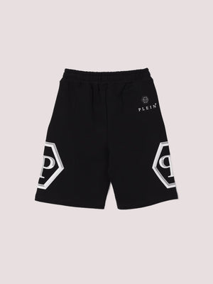 Shorts in cotone con logo Philipp Plein S6PHJBBE140 /110 PHILIPP PLEIN JUNIOR 