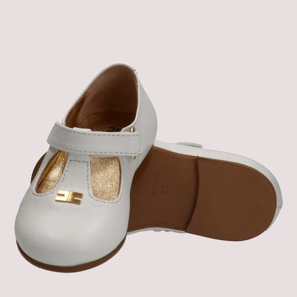 Scarpine mary jane con logo cc ivory white F1A3 E0472 1733 /3139 ELISABETTA FRANCHI La Mia Bambina 