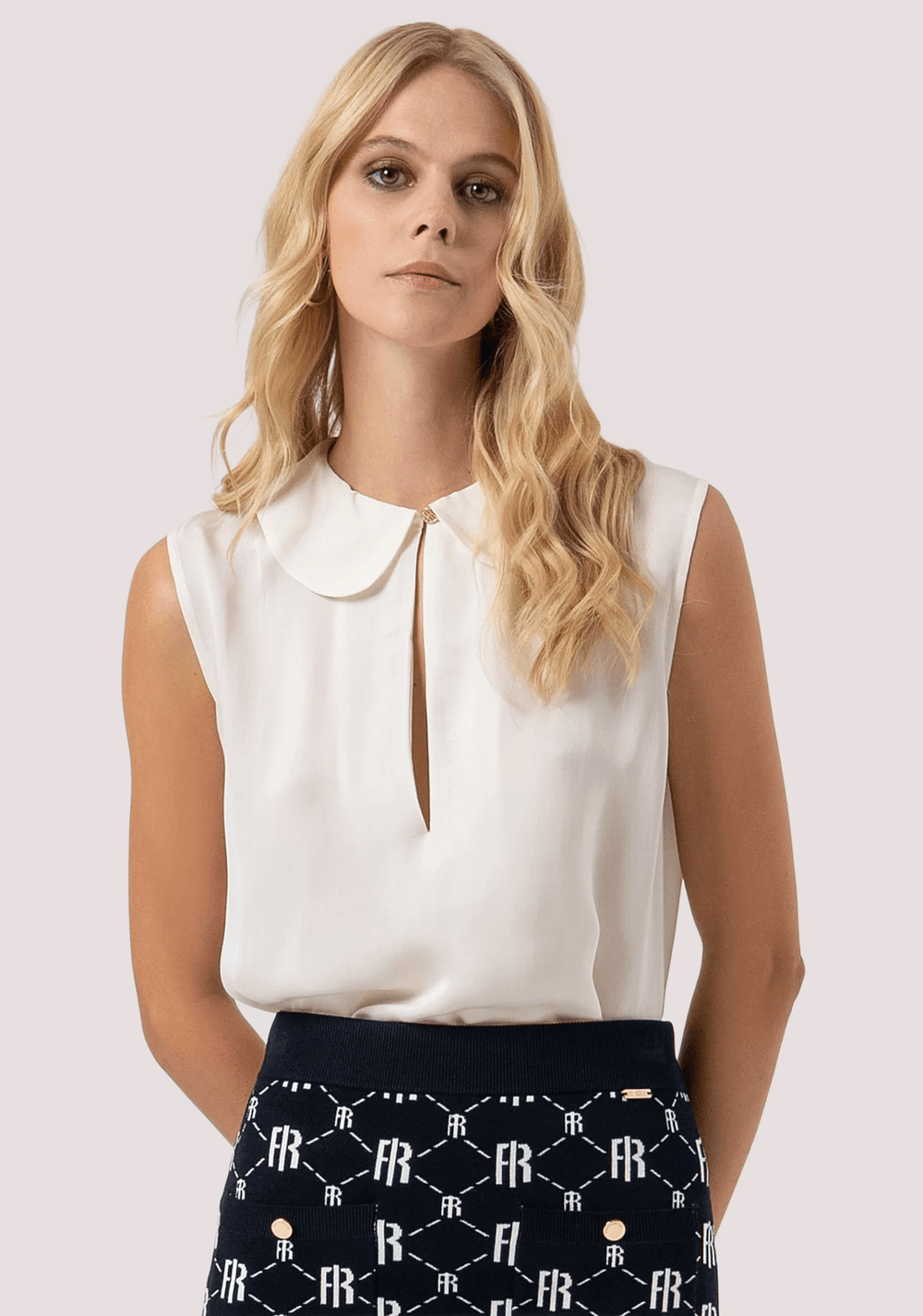 Top senza maniche in tessuto con seta FR25WT2014W80701 /108 FRACOMINA 