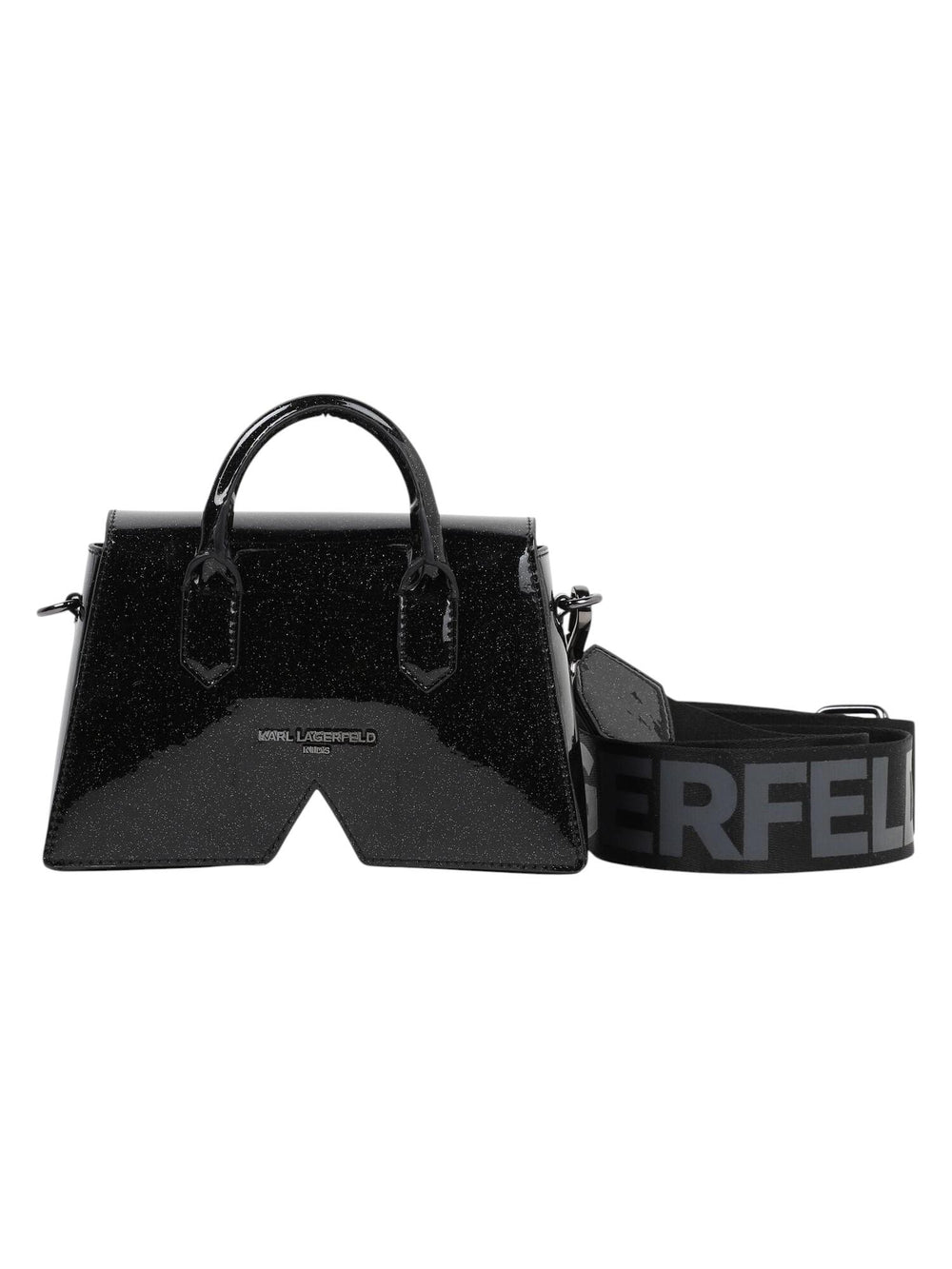 Borsa bambina nera con glitter e logo