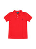 Polo bambino rossa in cotone con logo ricamato