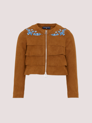 Giacca in suede con ricami floreali Z9G100 7731 /0005 ERMANNO SCERVINO KIDS 