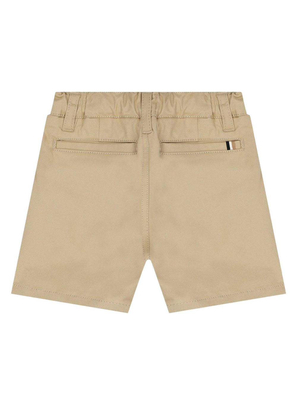 Shorts bambino beige con vita regolabile e tasche laterali