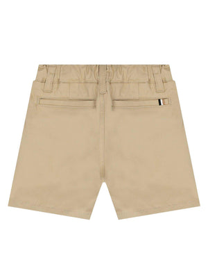 Shorts bambino beige con vita regolabile e tasche laterali