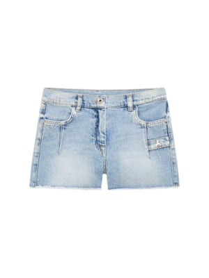 Shorts bambina in denim chiaro con tasca utility