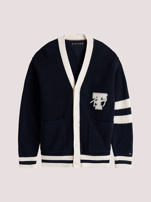 Cardigan Varsity con scollatura a V e logo KB0KB09757 /C1G TOMMY HILFIGER 